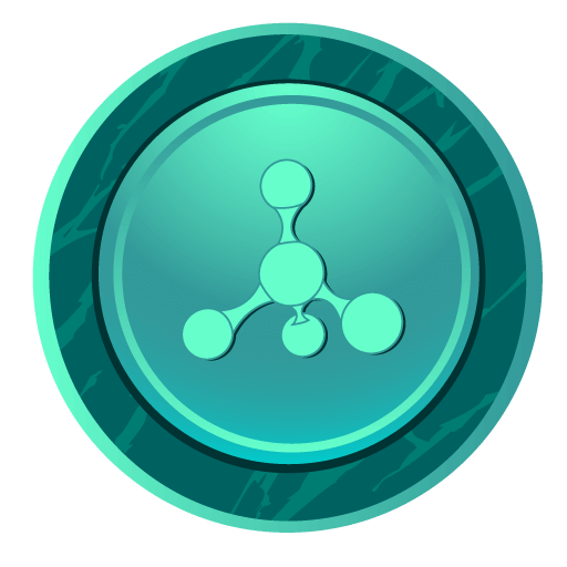 CBD Sciience LTD logo in deep green and sky blue, round with molecule drawing.