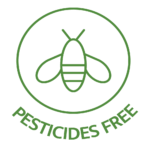 Icon of bumblebee with text " pesticide free".